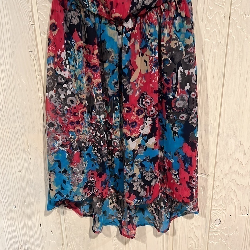 Lush Floral Sleeveless High Low Dress, Size S - Picture 3 of 11